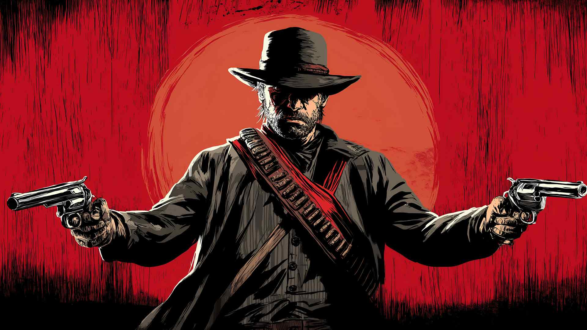 亚瑟·摩根手枪激烈外观桌面壁纸