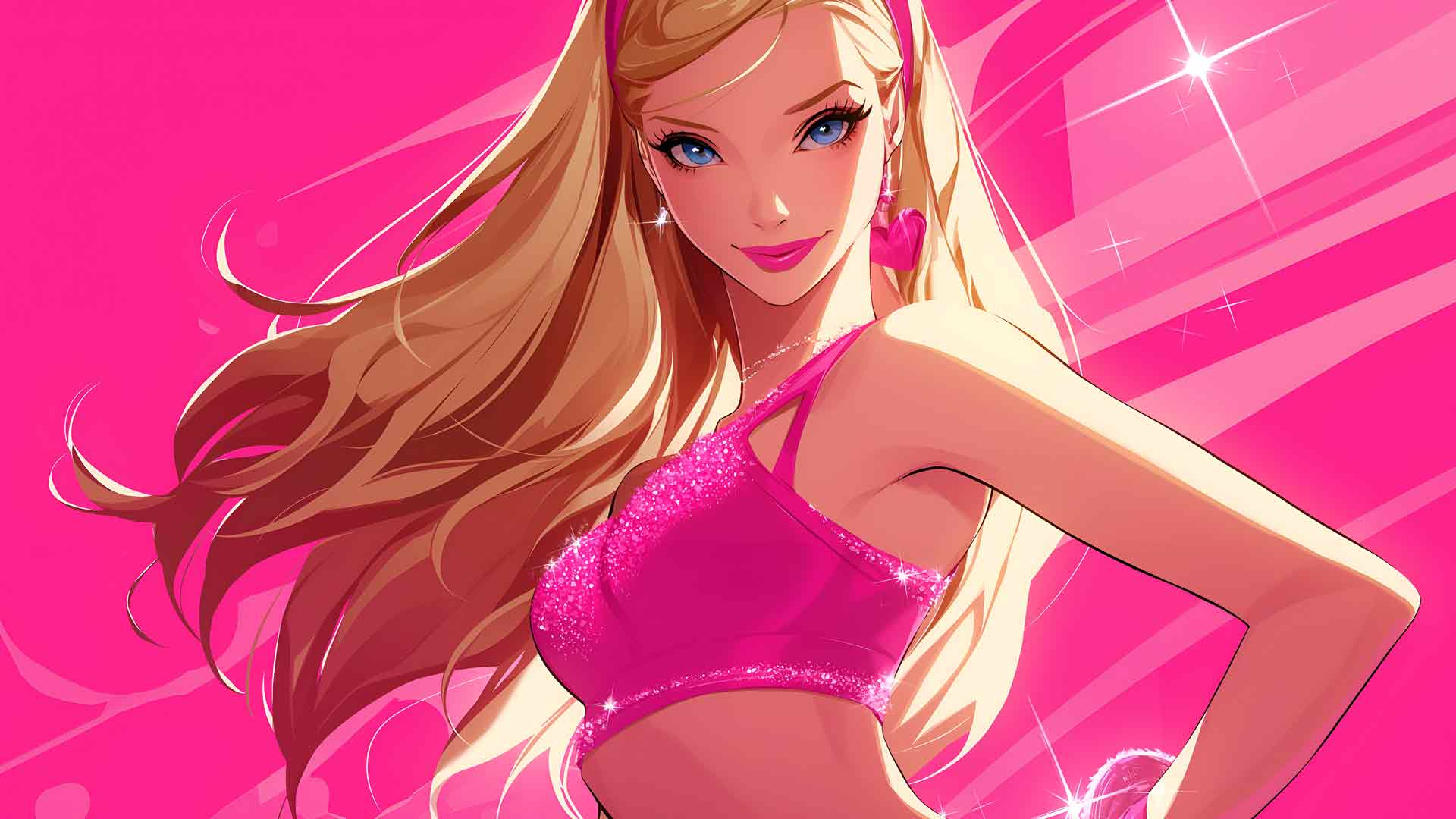 芭比魅力粉色动漫风格桌面壁纸