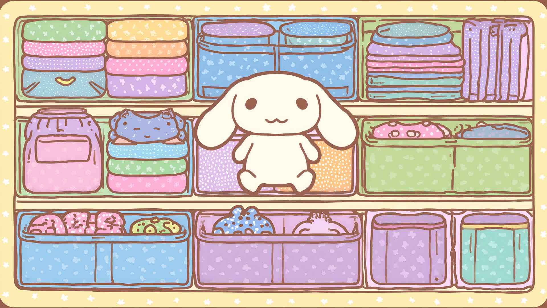 整洁的淡彩衣橱 Cinnamoroll 一如既往地可爱桌面壁纸