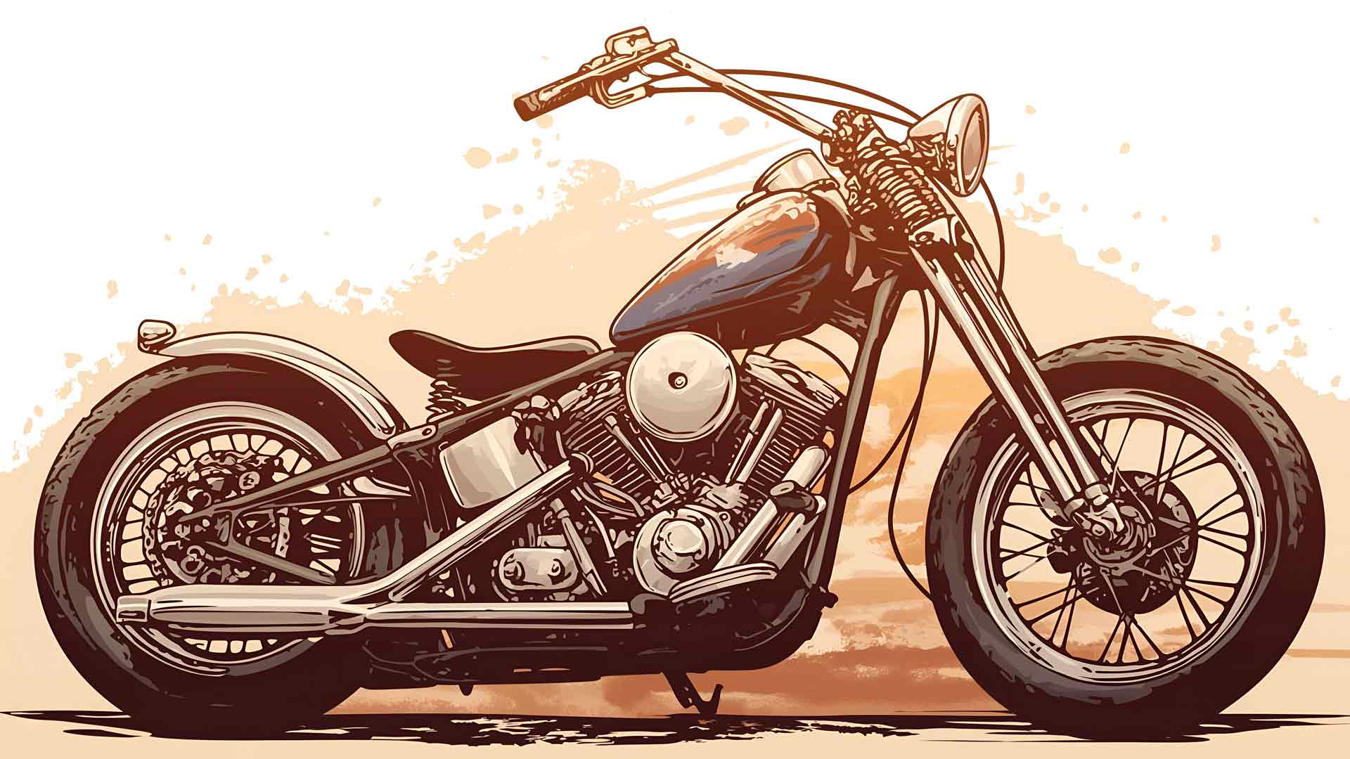 经典Chopper摩托车插图桌面壁纸