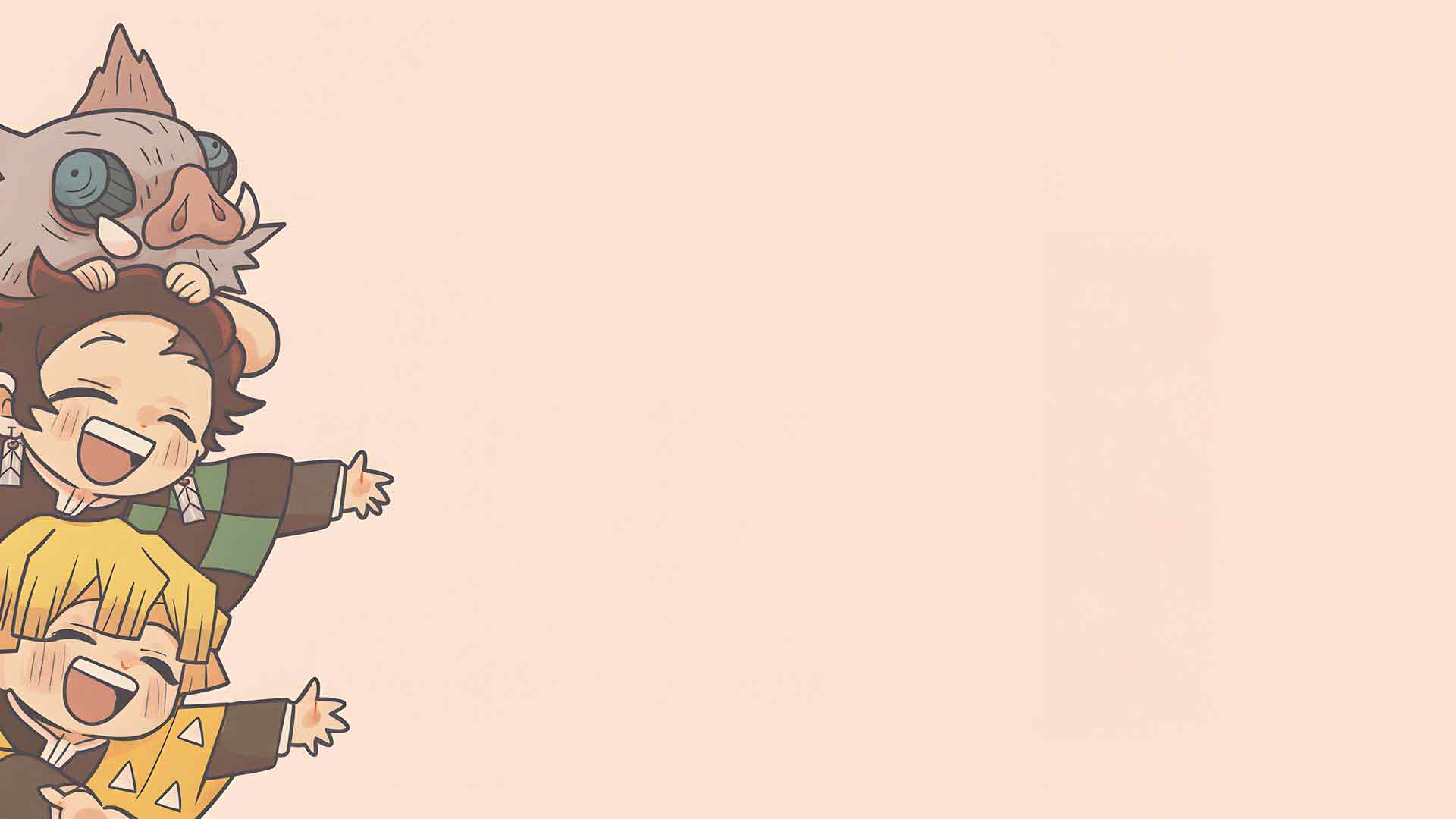 鬼灭之刃可爱三人组微笑桌面壁纸