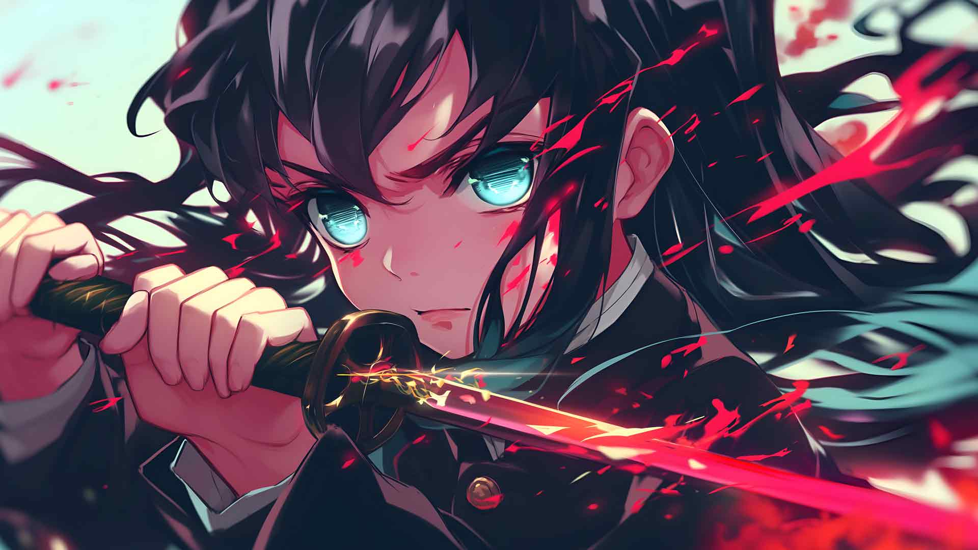 鬼灭之刃无一郎战斗桌面壁纸