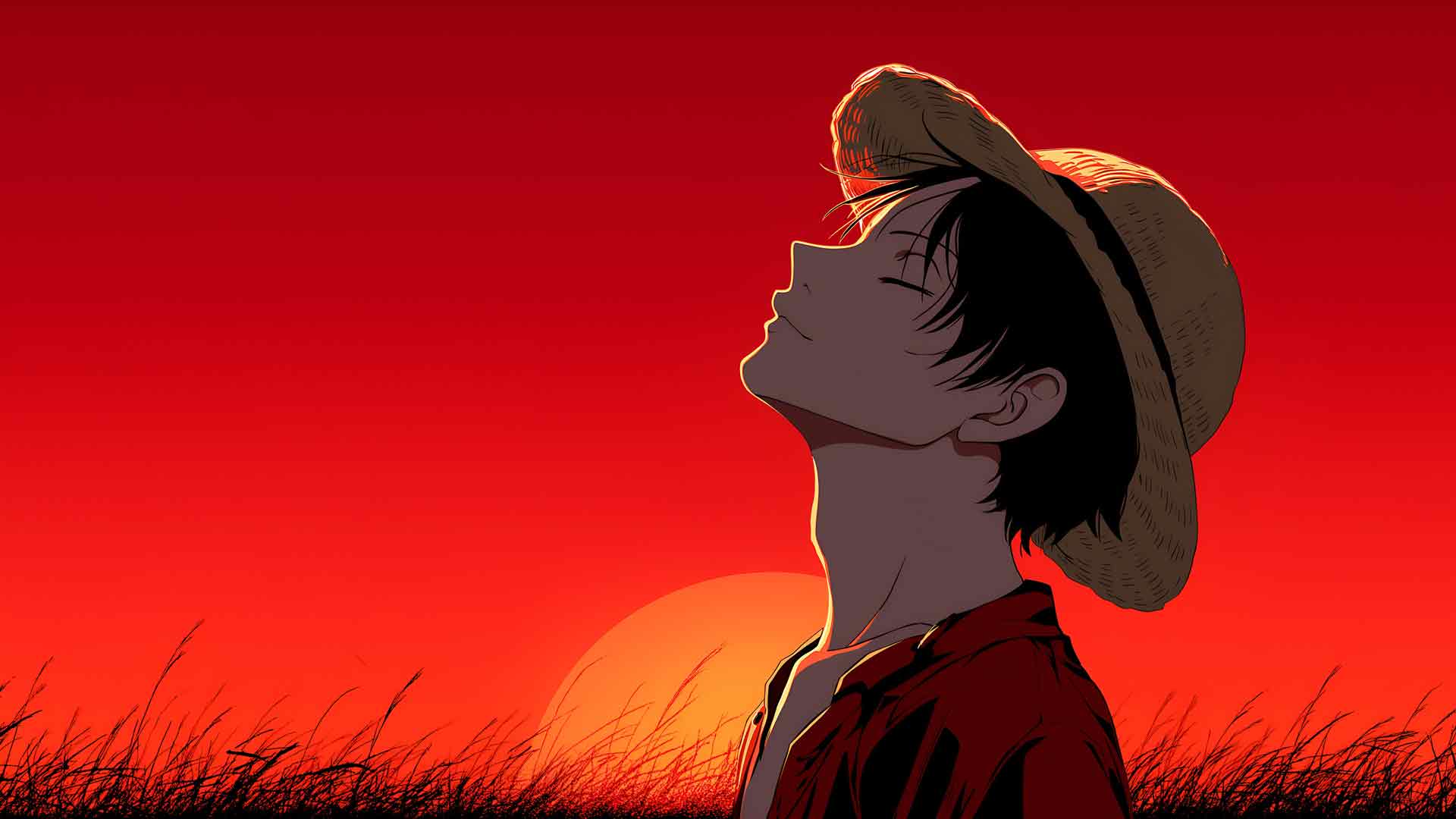 路飞海贼王日落动漫桌面壁纸