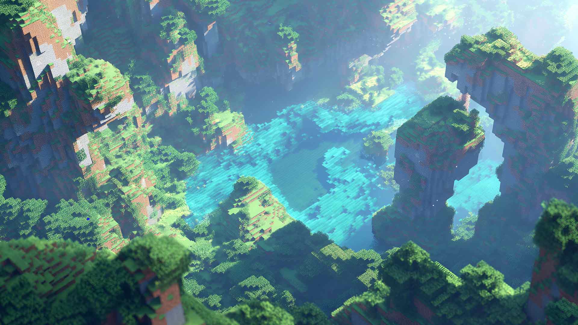 郁郁葱葱的《我的世界》世界地图桌面壁纸