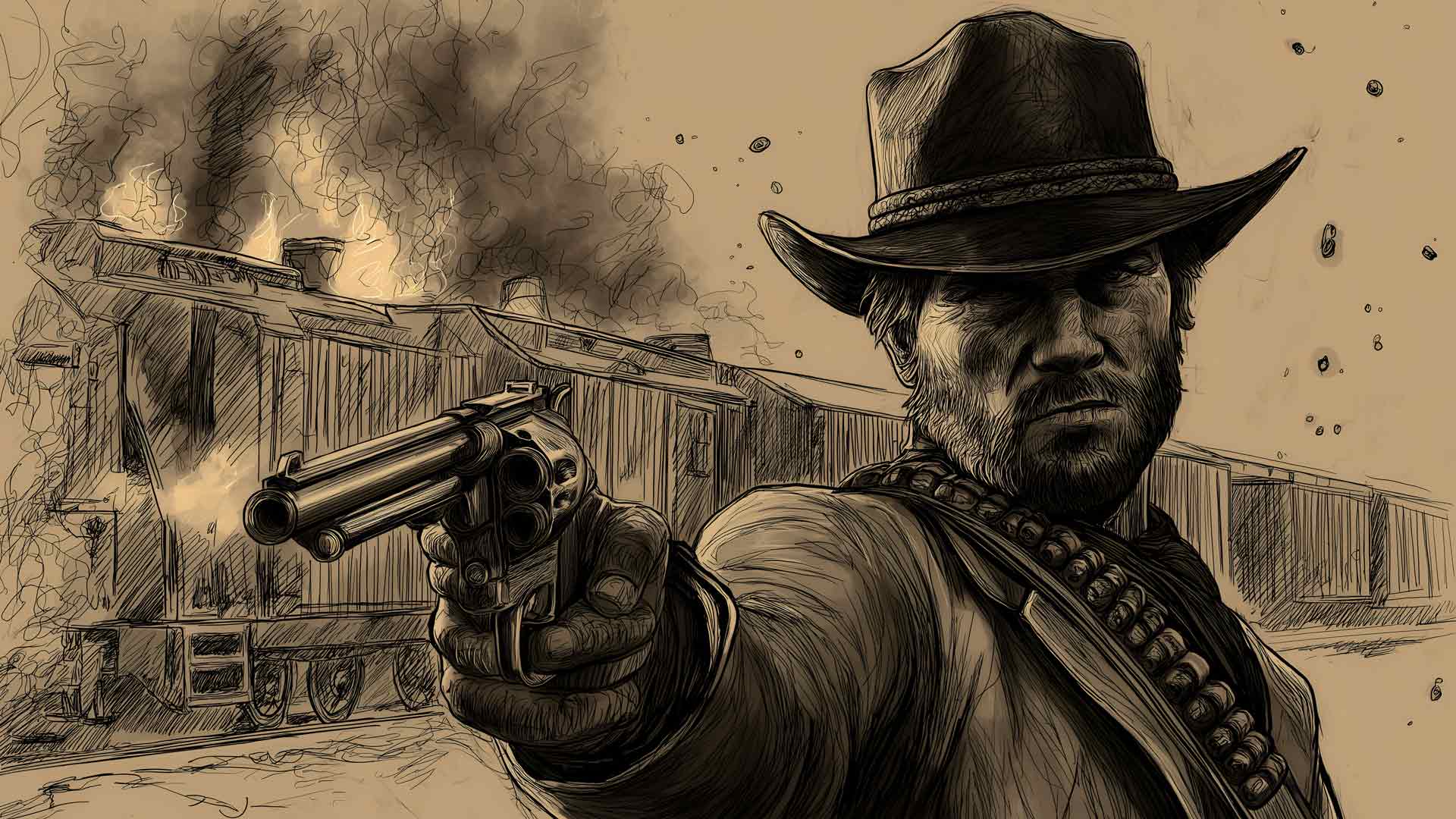 荒野大镖客2 火车站桌面壁纸