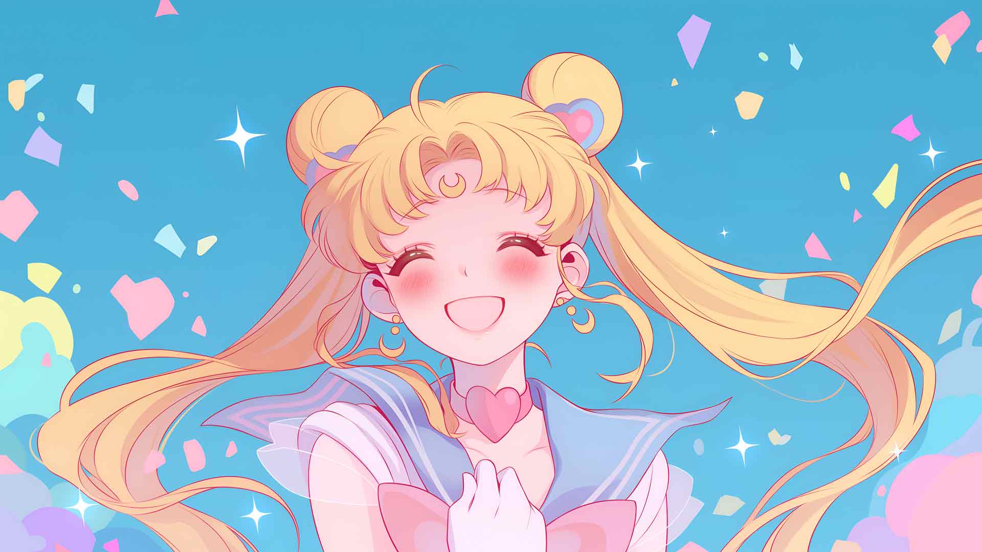 美少女战士微笑五彩纸屑壁纸