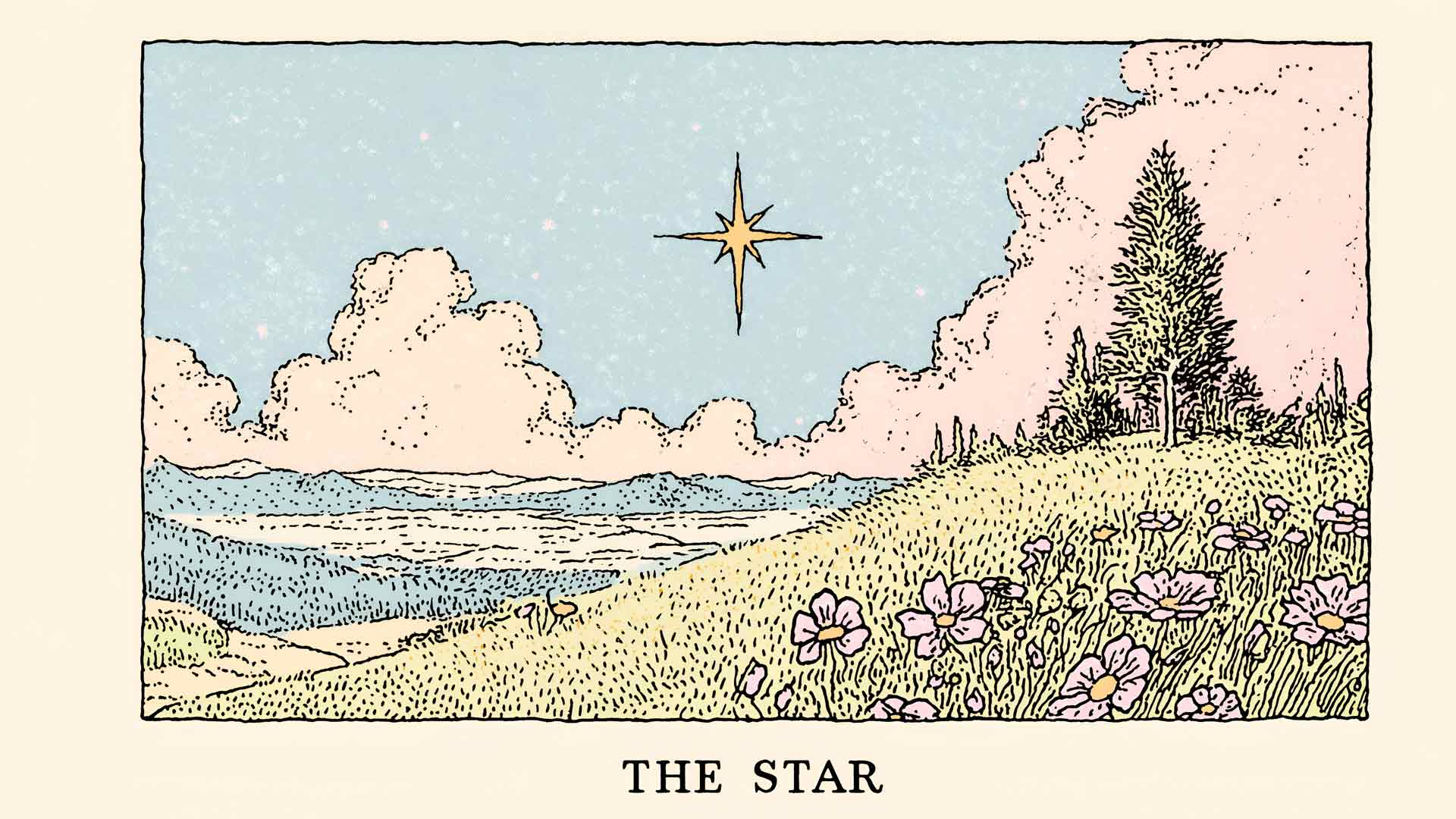 草山上的星星塔罗牌桌面壁纸