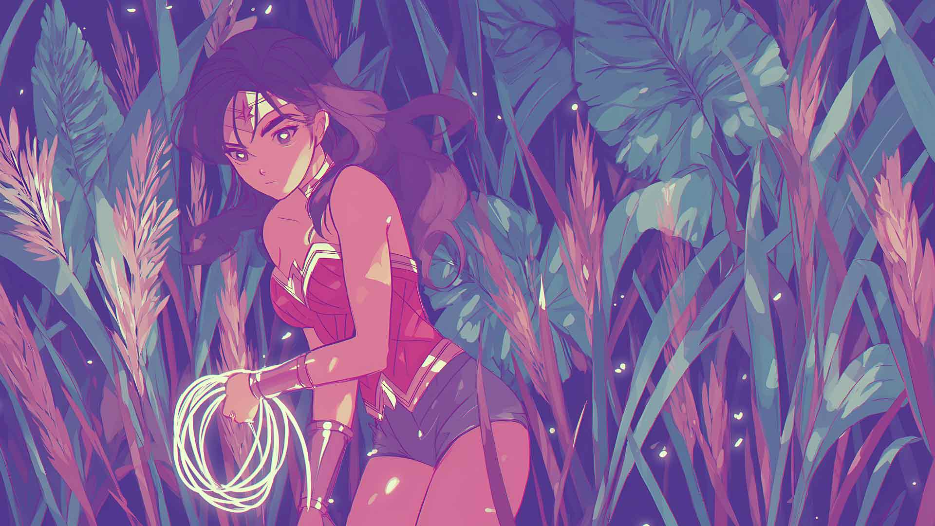 神奇女侠在丛林中用套索桌面壁纸