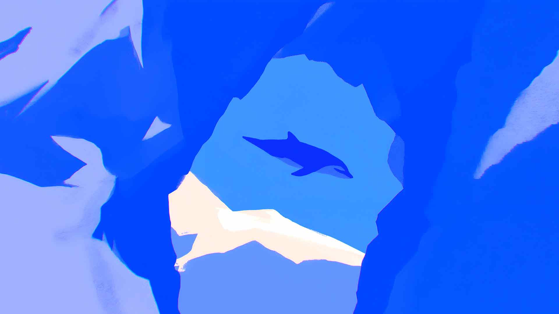 海豚游泳抽象插图桌面壁纸