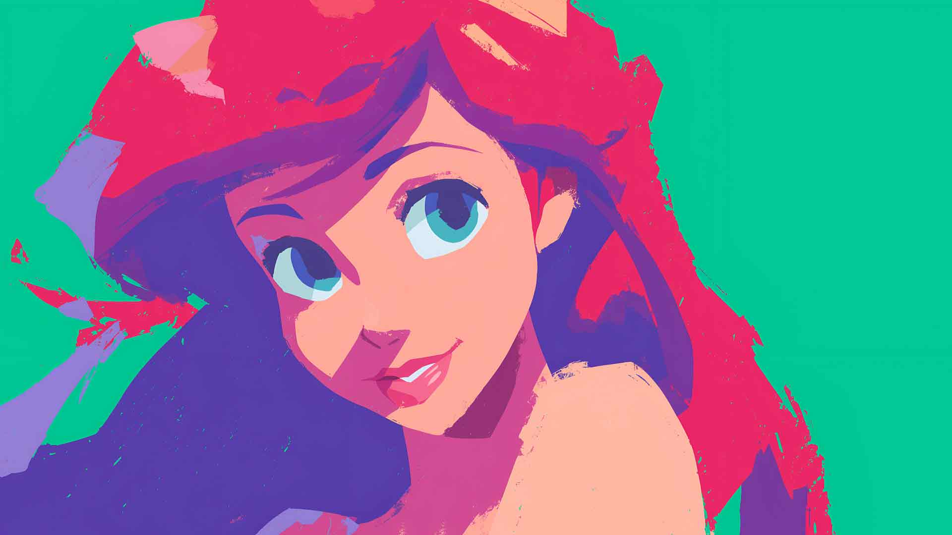 大眼睛的迪士尼爱丽儿桌面壁纸