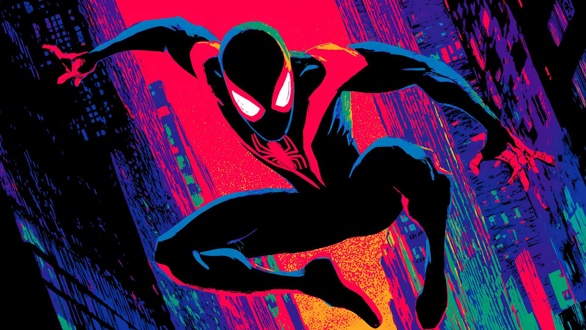 蜘蛛侠在夜晚的纽约桌面壁纸