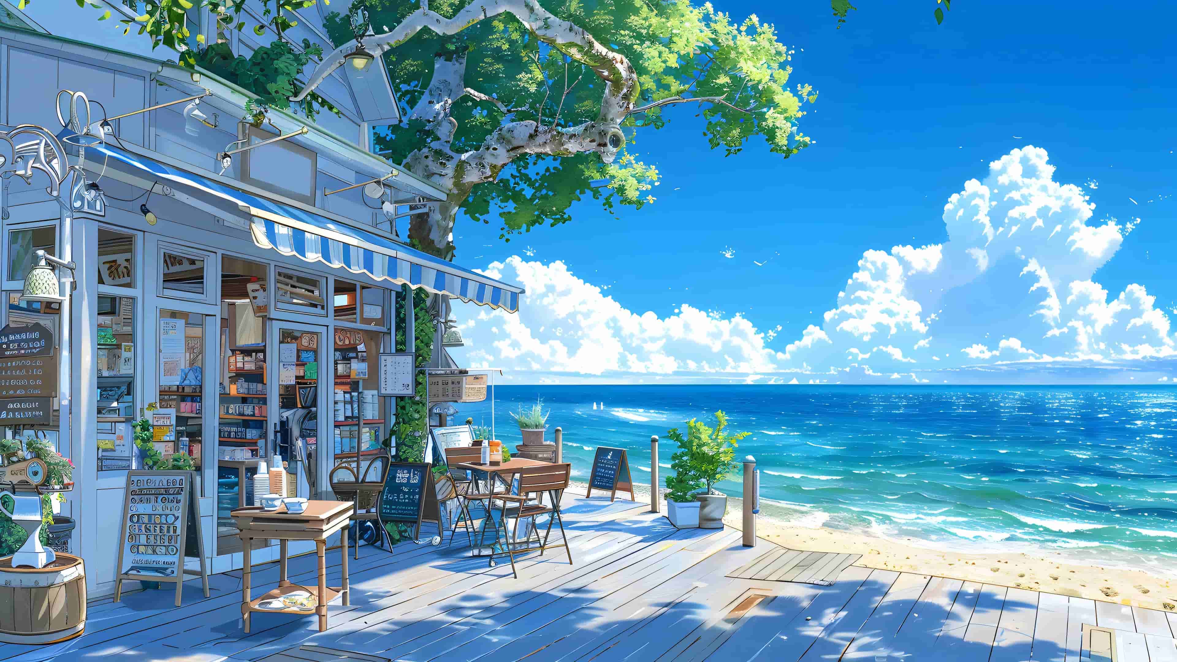 动漫风海边自愈小店