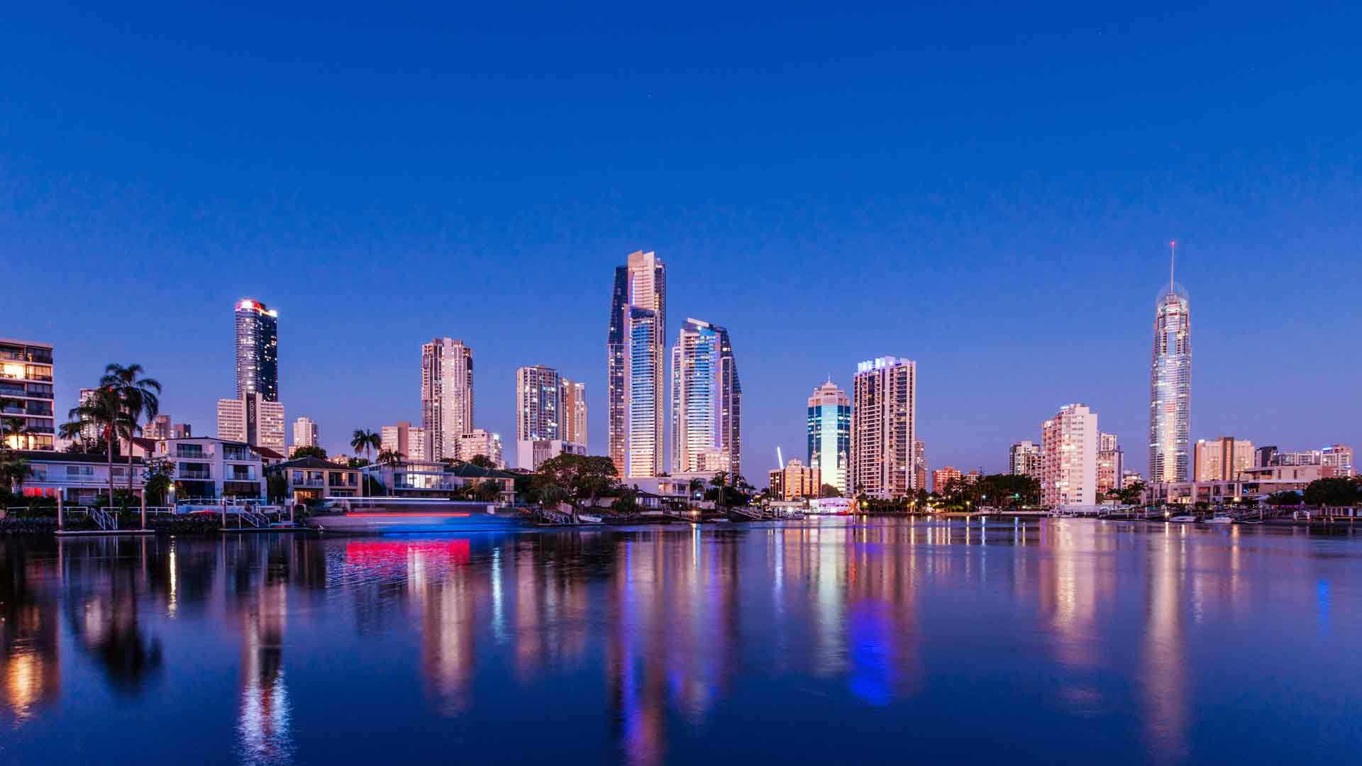 城市天际线黄金海岸暮光摩天大楼澳大利亚