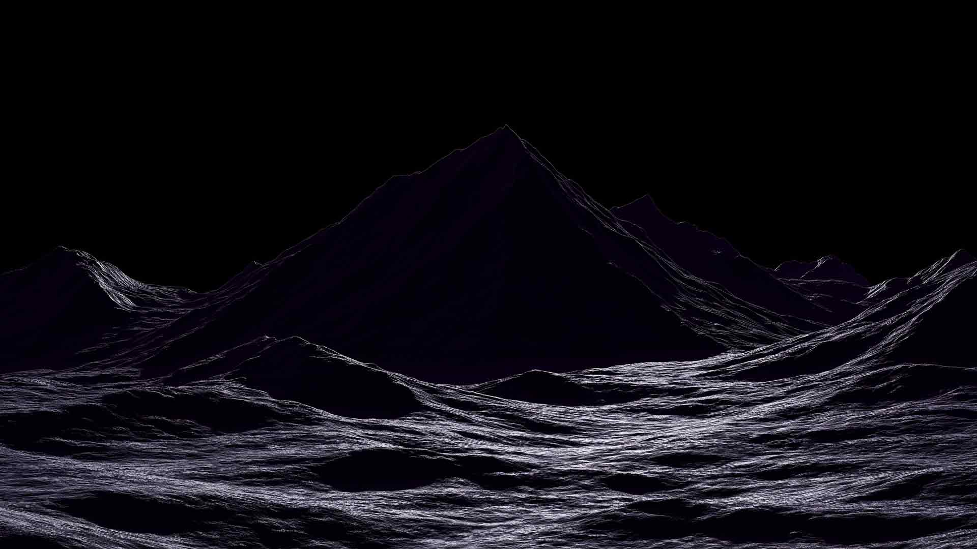 深邃的黑色山脉夜空桌面壁纸