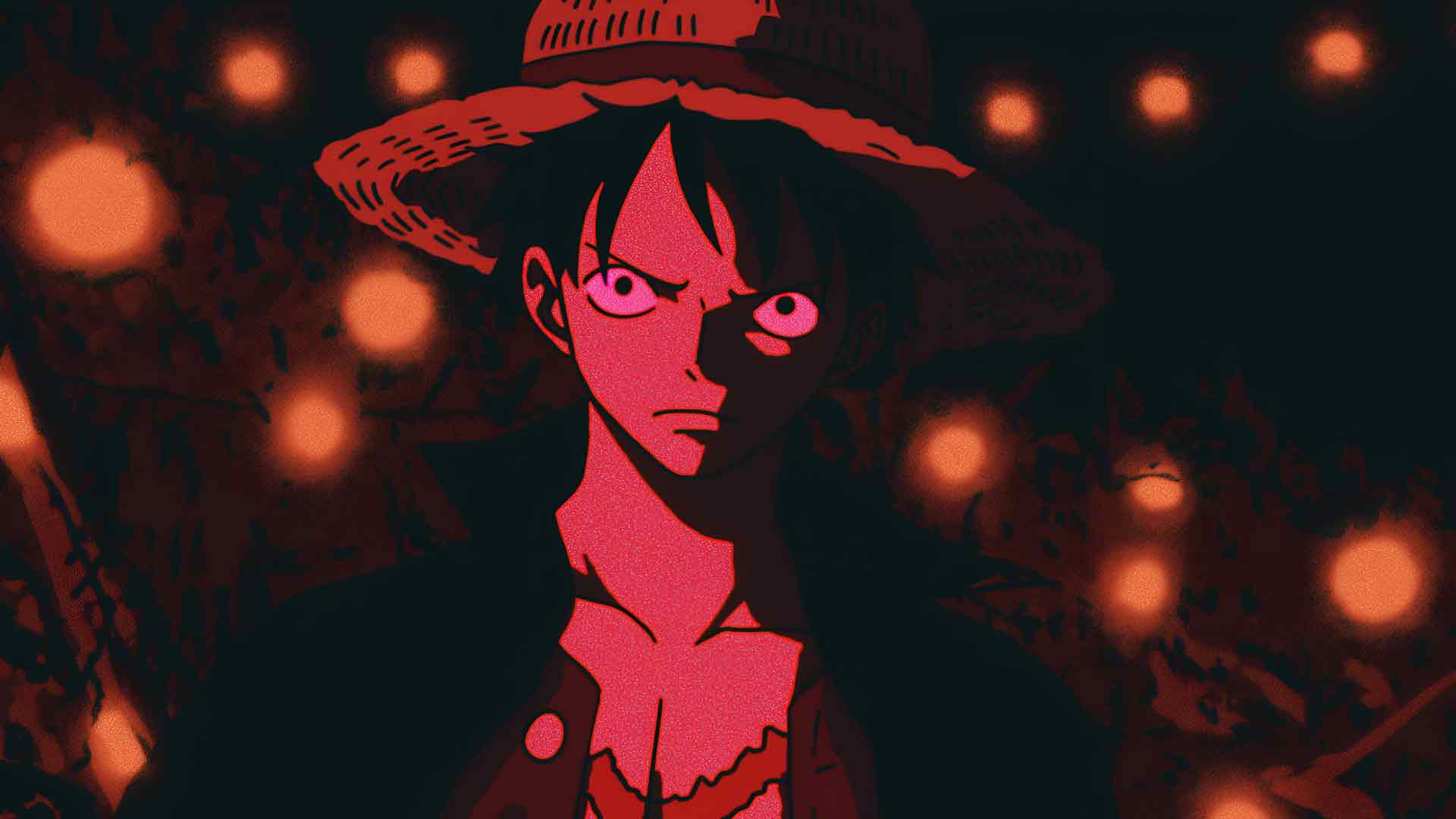 路飞海贼王红色恐怖发光桌面壁纸