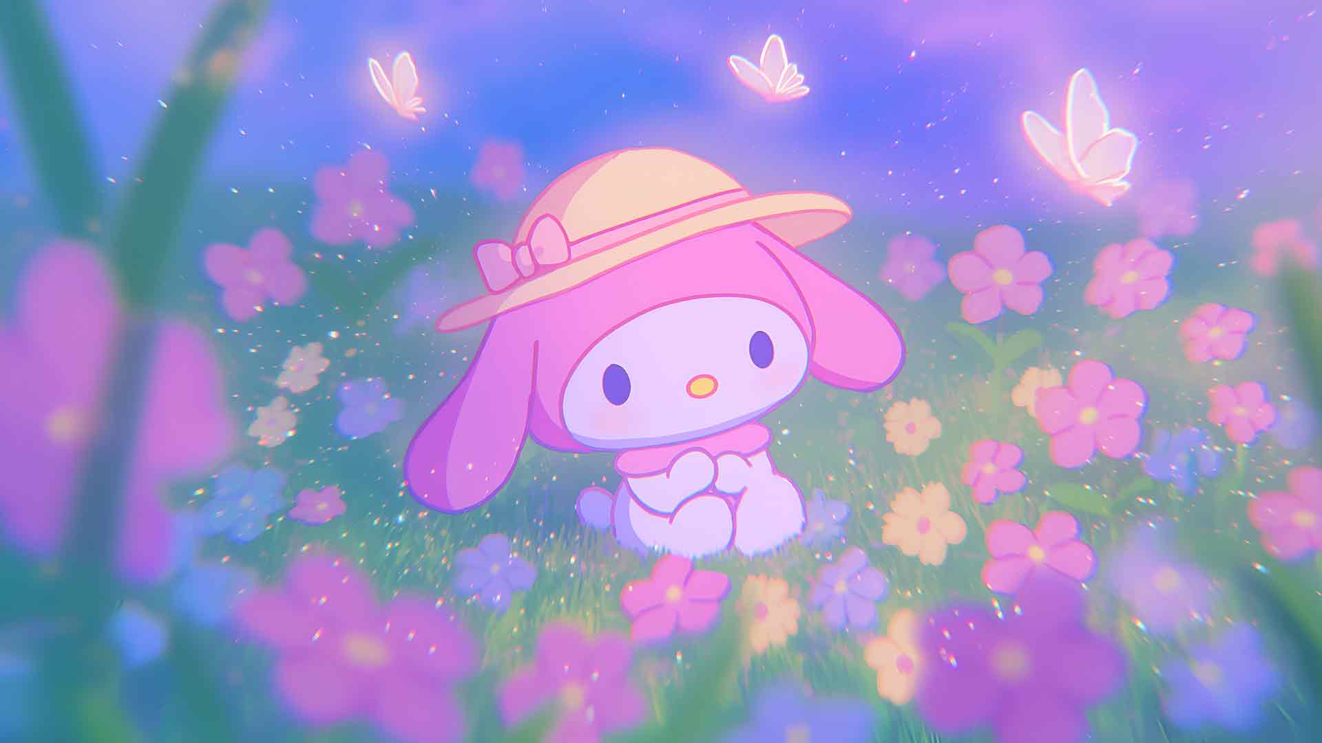 我的旋律 花田粉彩花园蝴蝶桌面壁纸