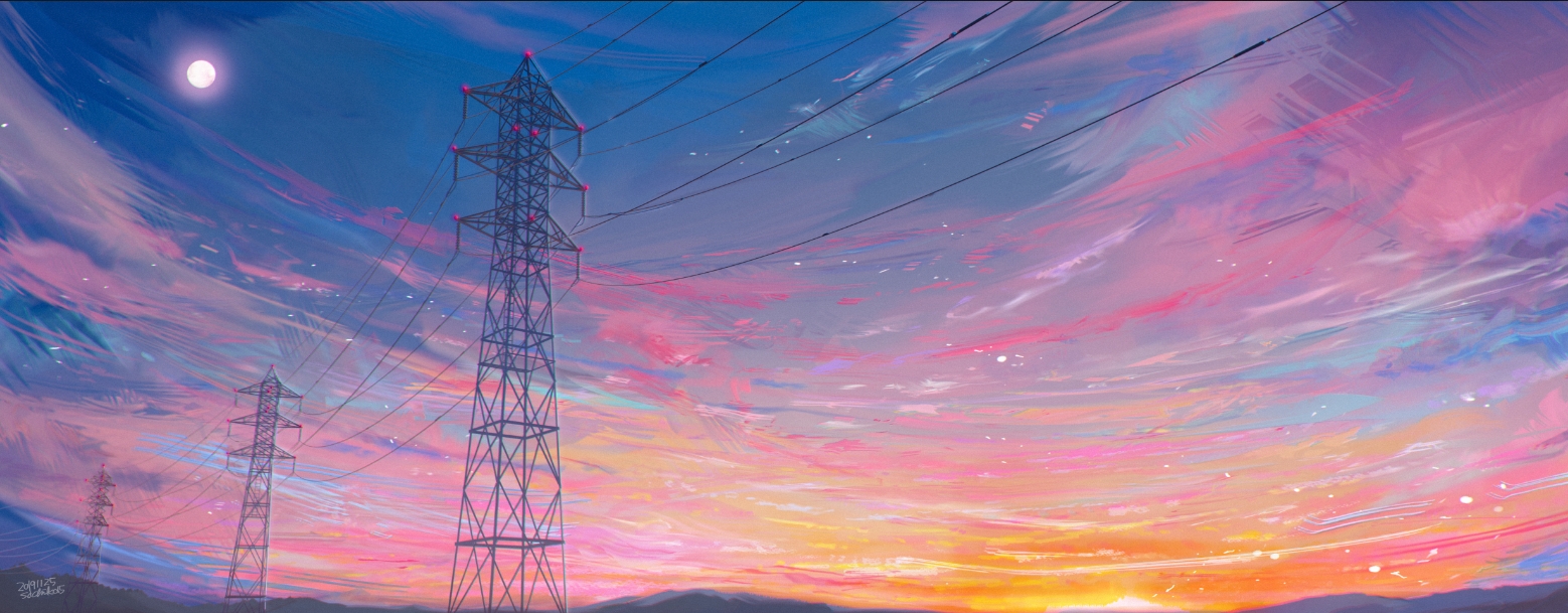 长屏专享！唯美日系天空电线杆