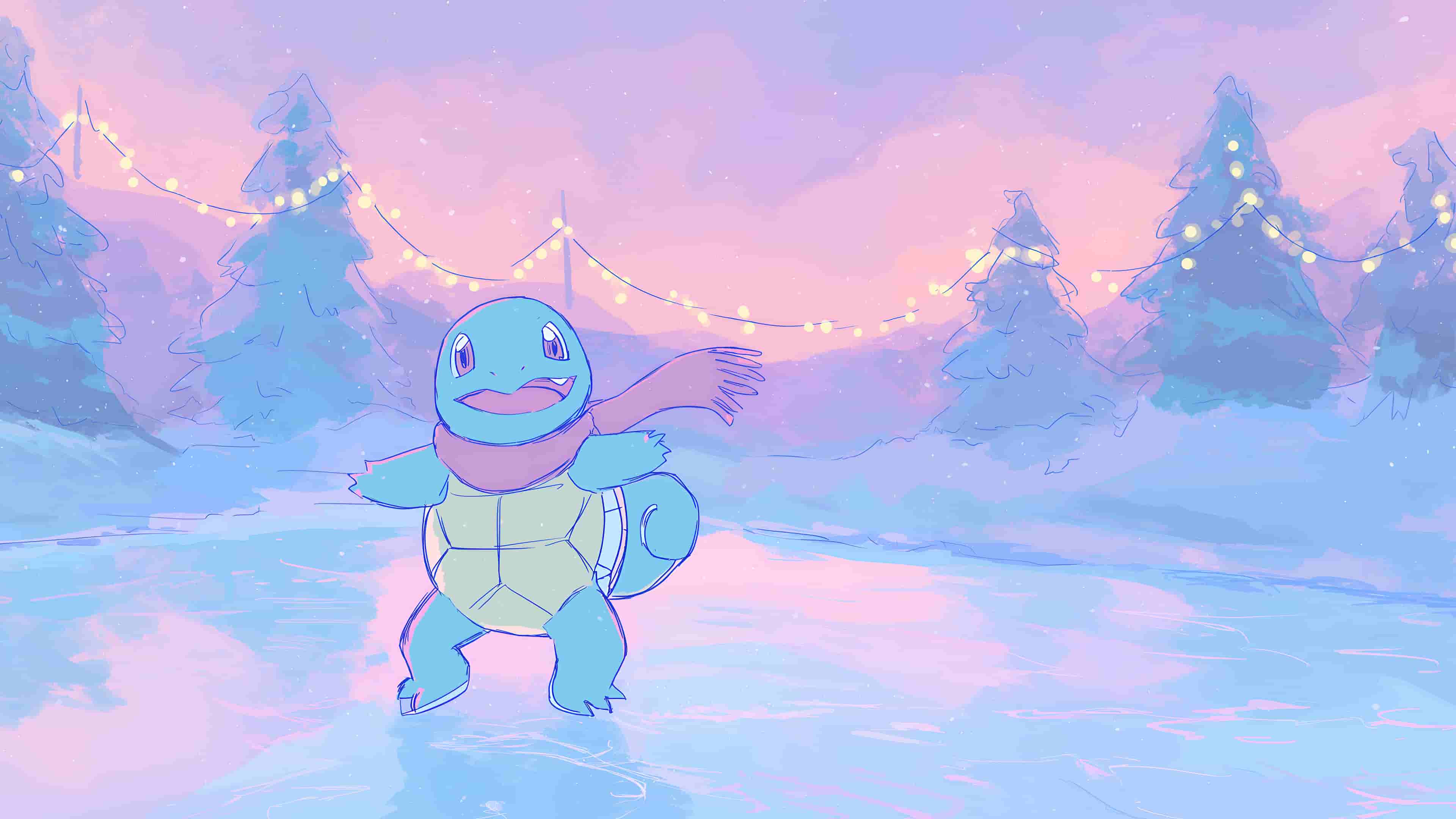 宝可梦杰尼龟滑冰快乐桌面壁纸