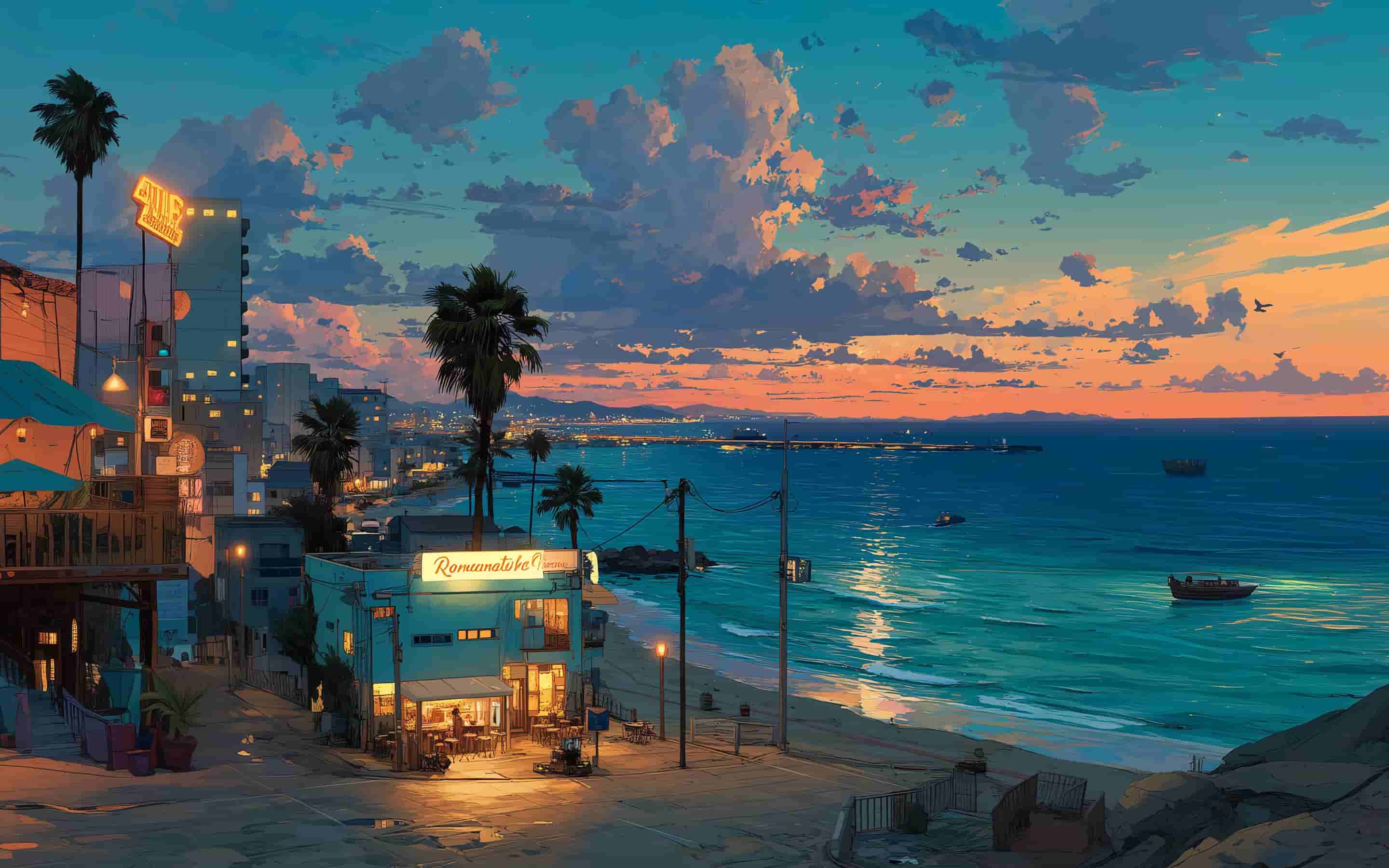 云彩 夜晚 夜景 海滨小城