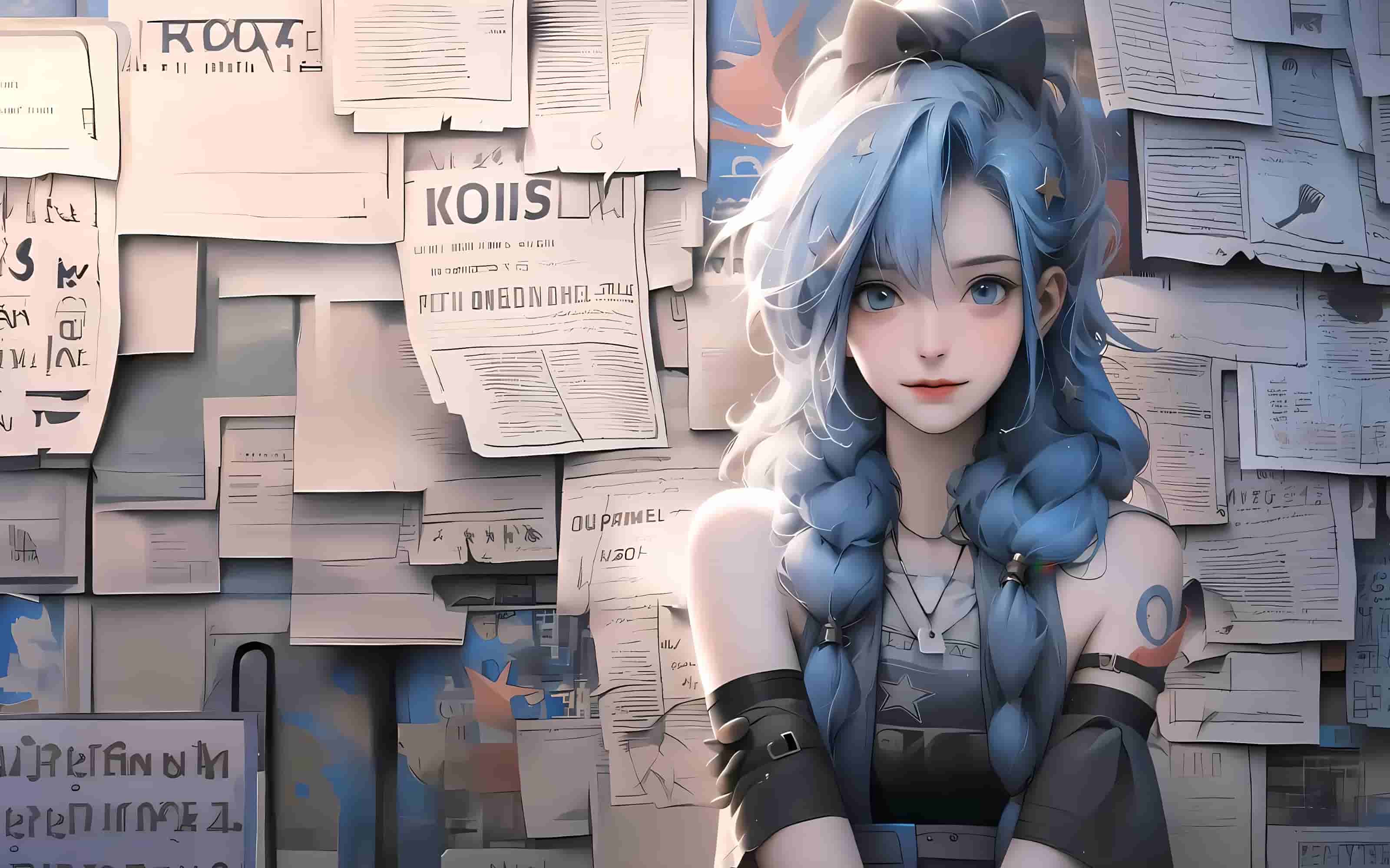 报纸墙女孩 金克丝 动漫壁纸