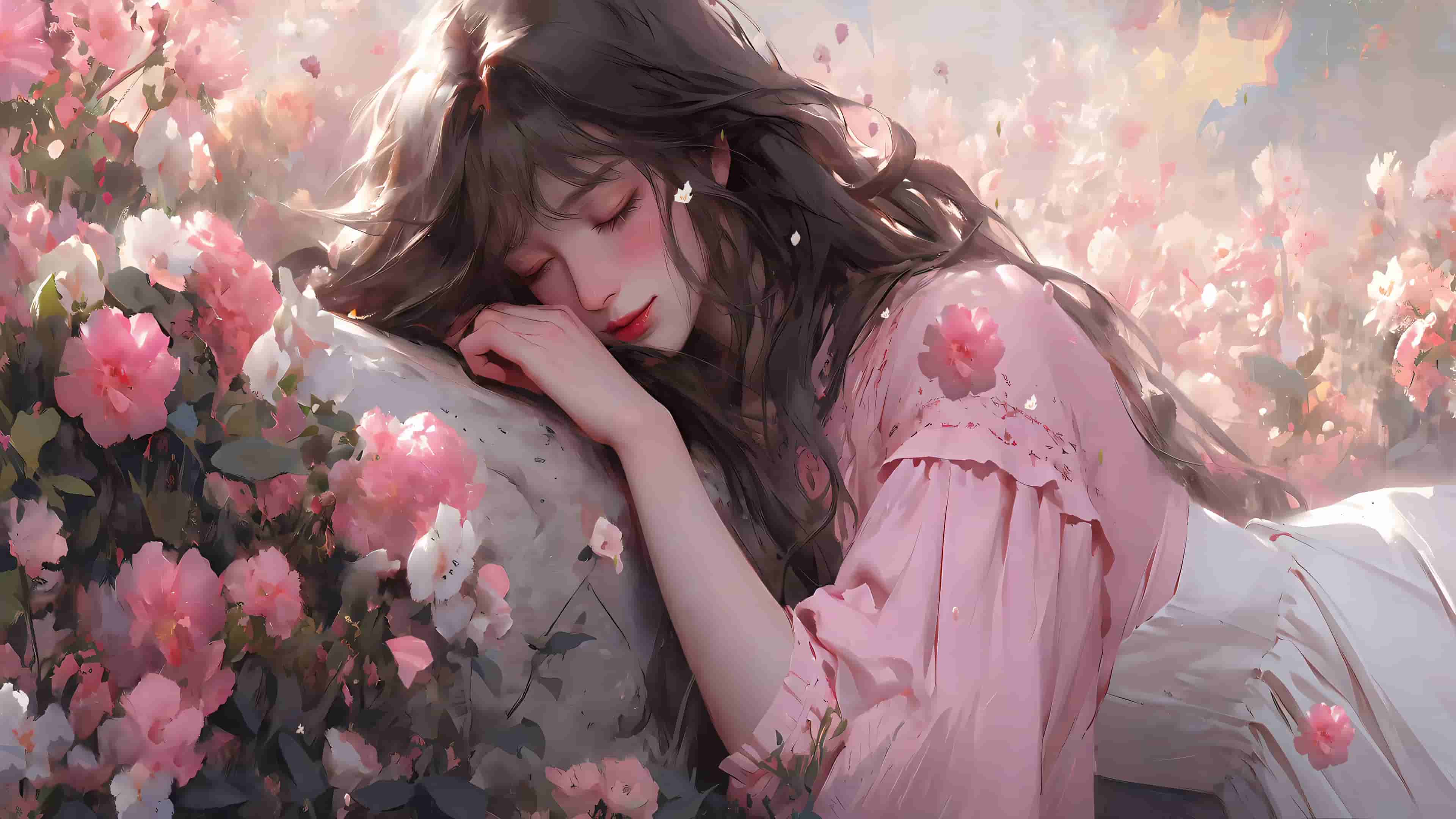 阿狸花丛少女睡梦4k动漫壁纸