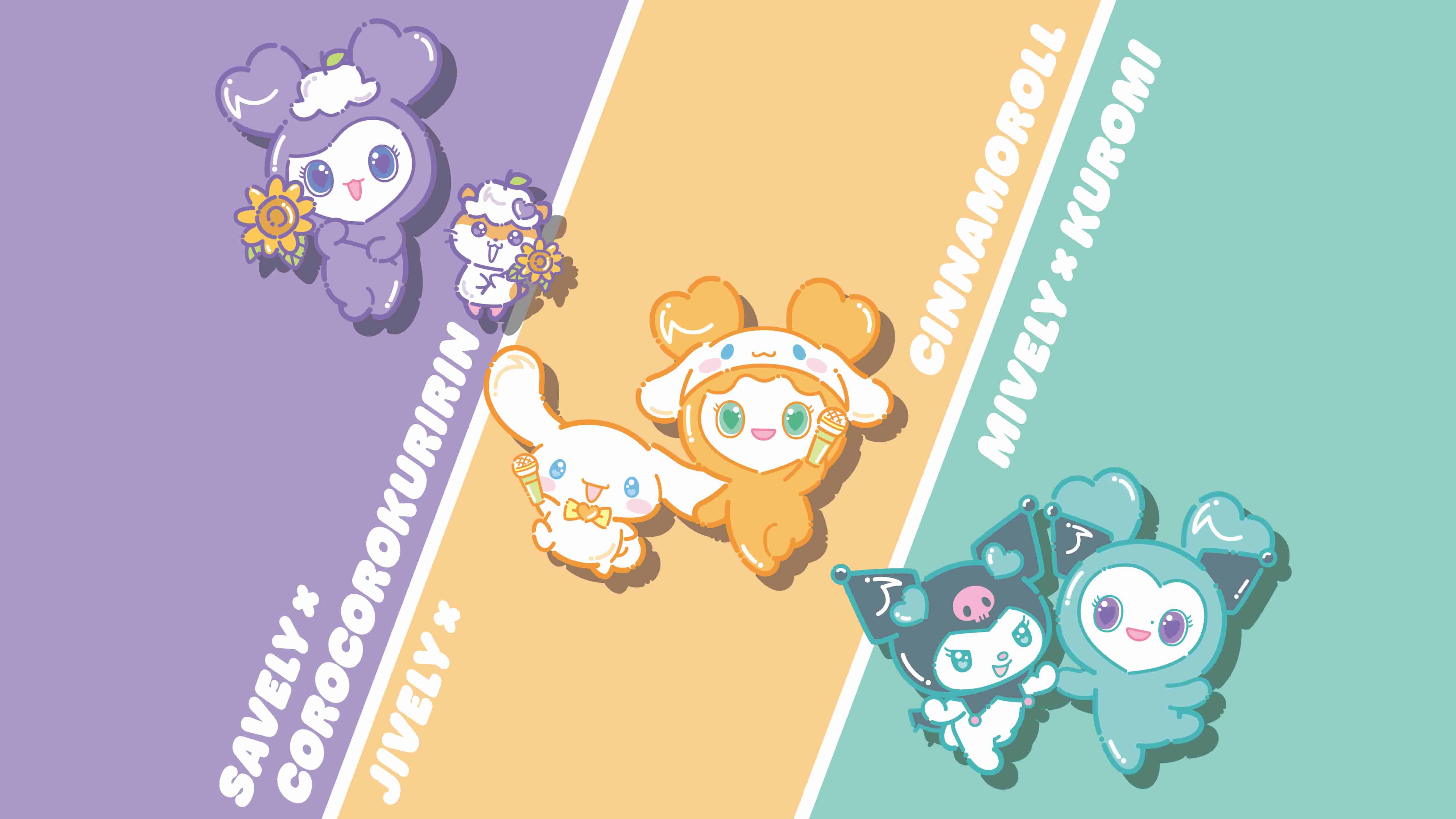 三丽鸥玉桂狗库洛米美乐蒂帕恰狗分色拼接可爱角色电脑壁纸