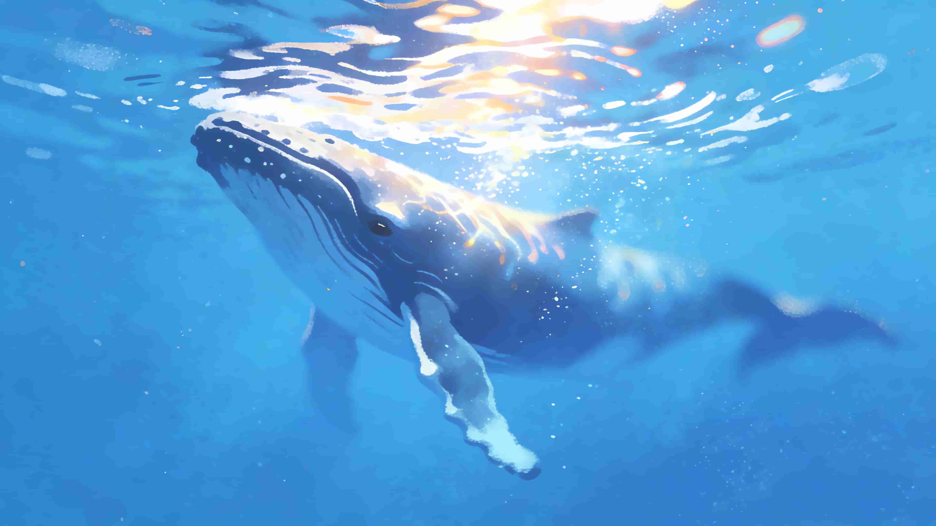 蓝色大海 鲸鱼 绘画