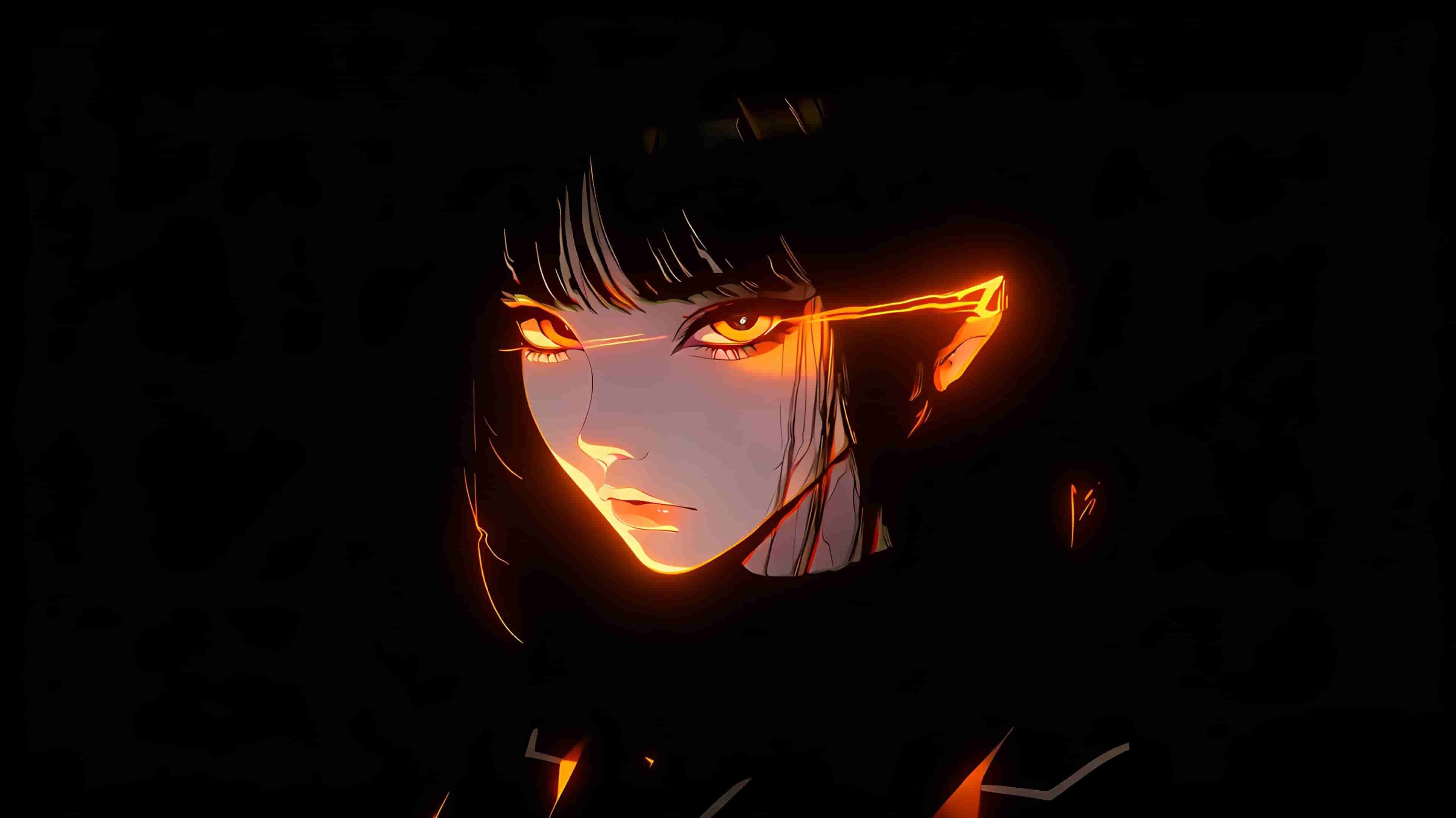 高冷动漫美女 橙色眼睛