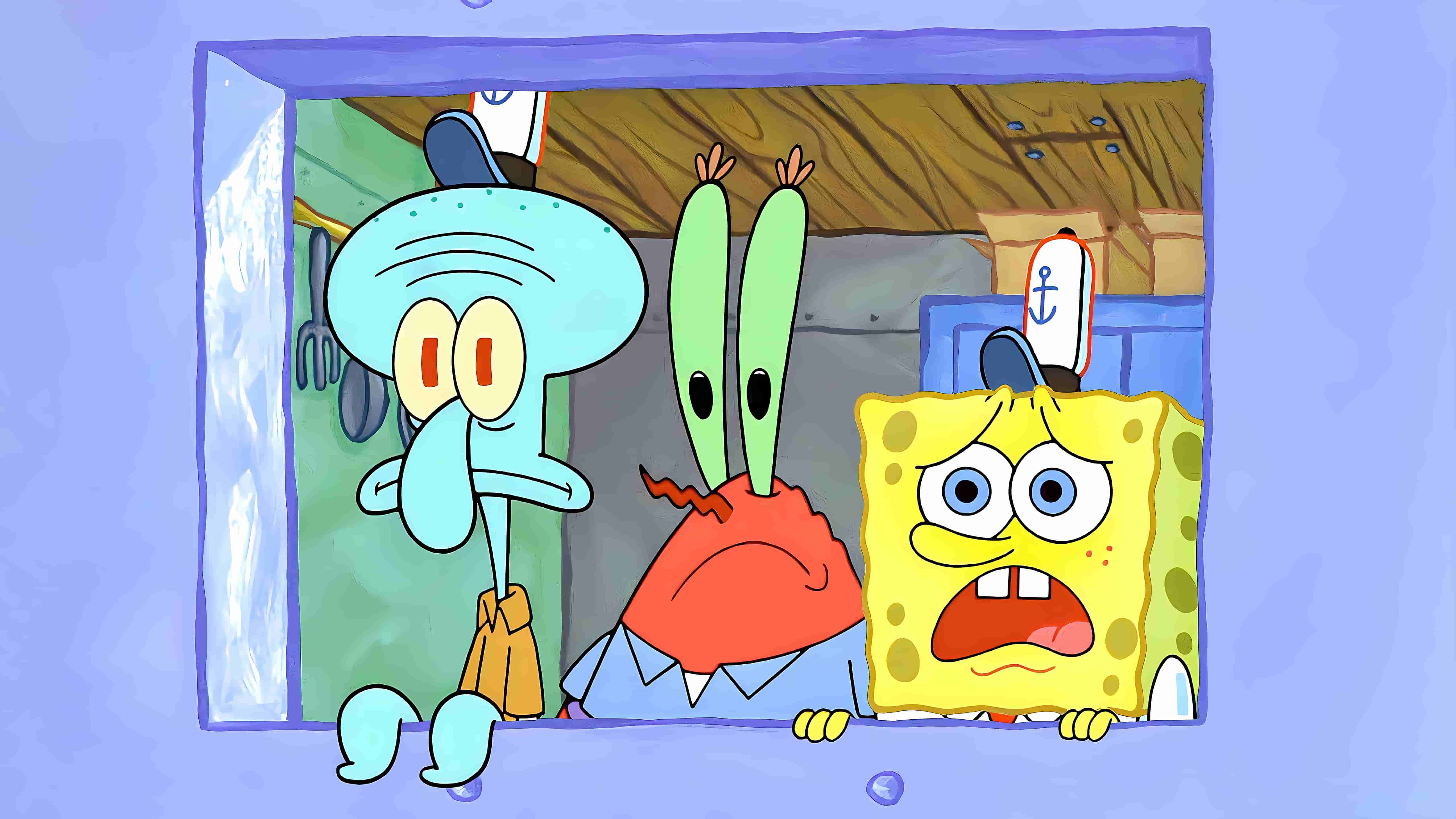 《海绵宝宝》章鱼哥、蟹老板、海绵宝宝表情特写插画电脑壁纸