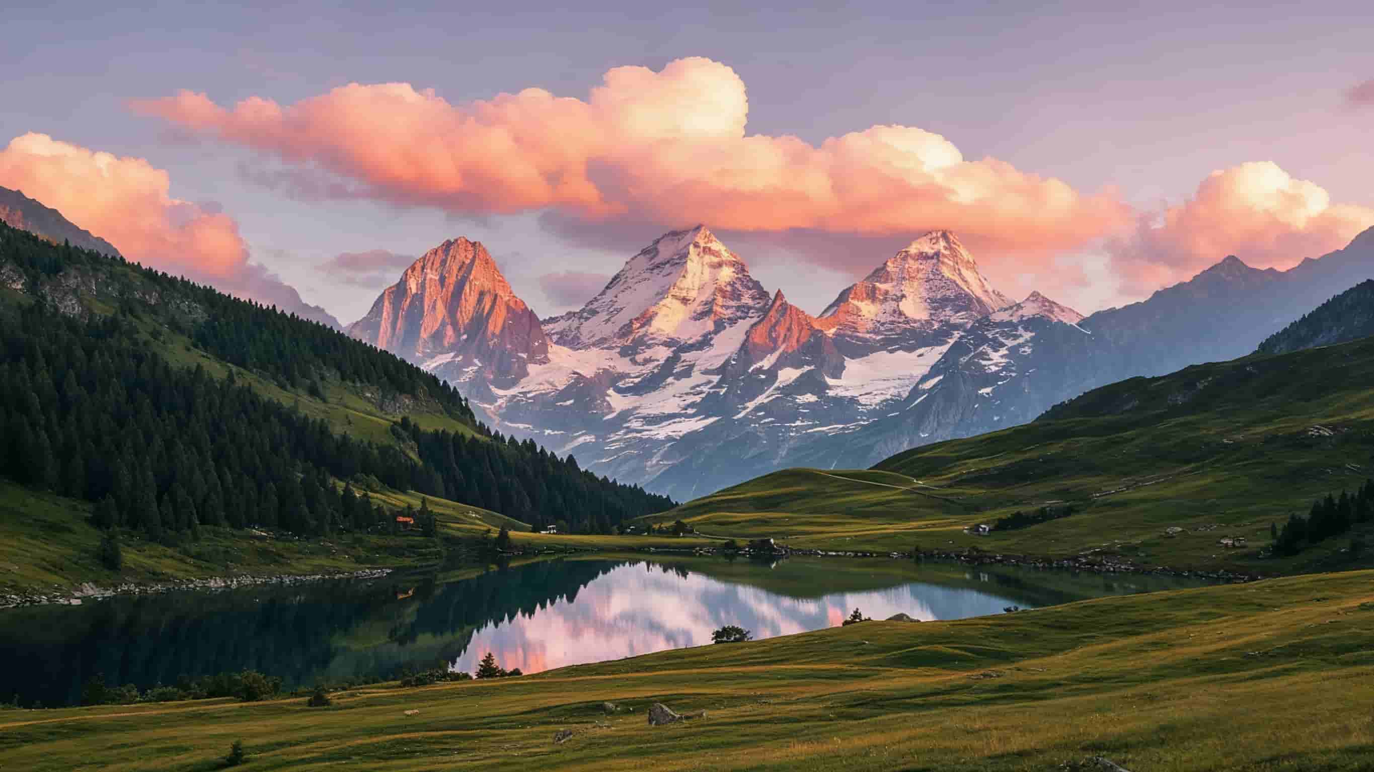 唯美雪山湖泊摄影风景电脑壁纸