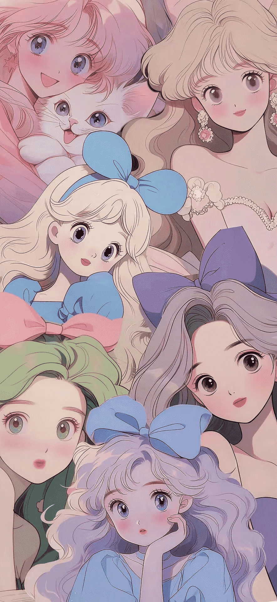 美少女战士角色群像梦幻粉色系手机壁纸