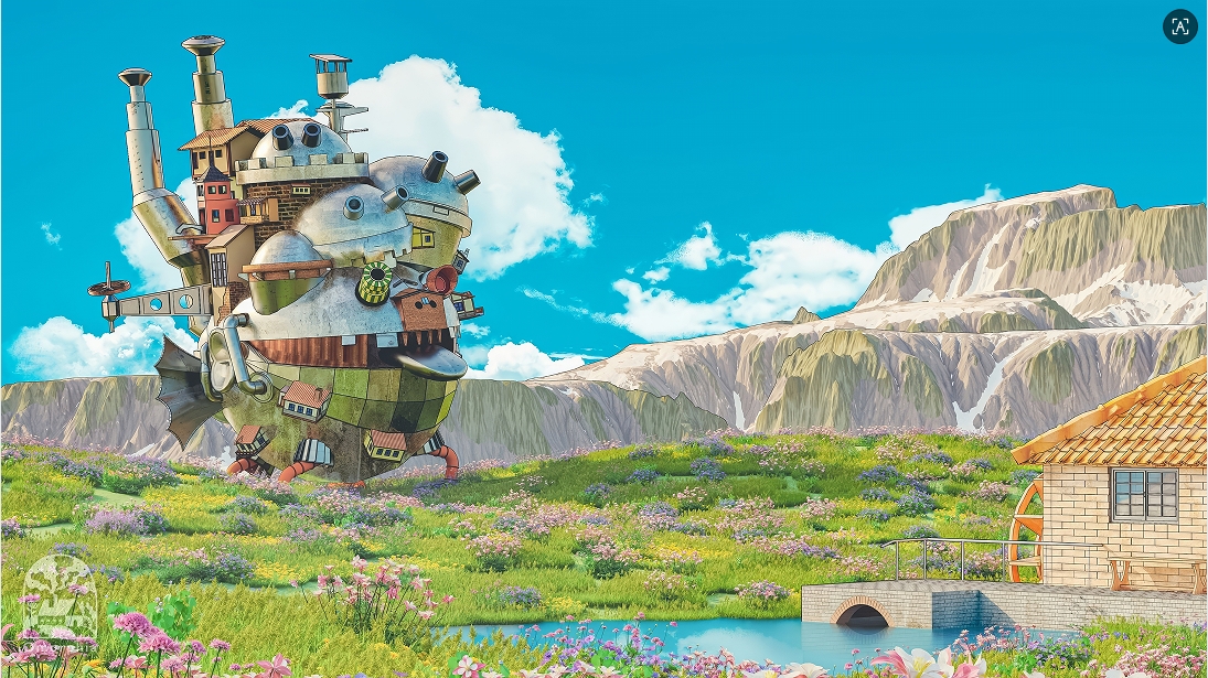 天空之城机械城堡草原花海风景电脑壁纸