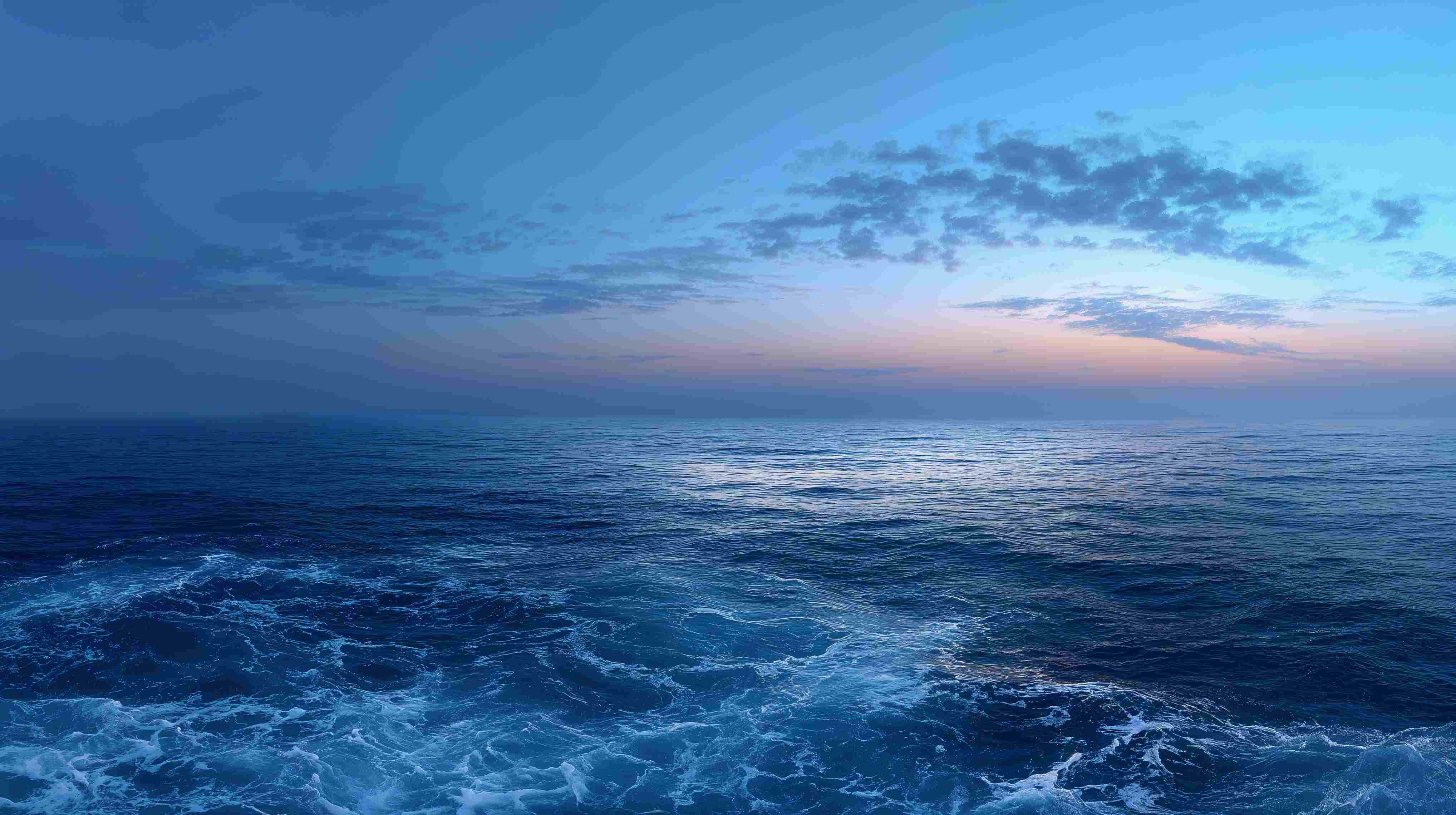 唯美海面浪潮·暮色天际 风景壁纸